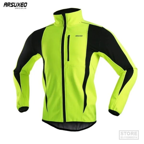 ARSUXEO-Chaqueta de ciclismo cálida para hombre, Jersey de lana para bicicleta, abrigo Softshell impermeable a prueba de viento, ropa para bicicleta, impermeable para motocicleta