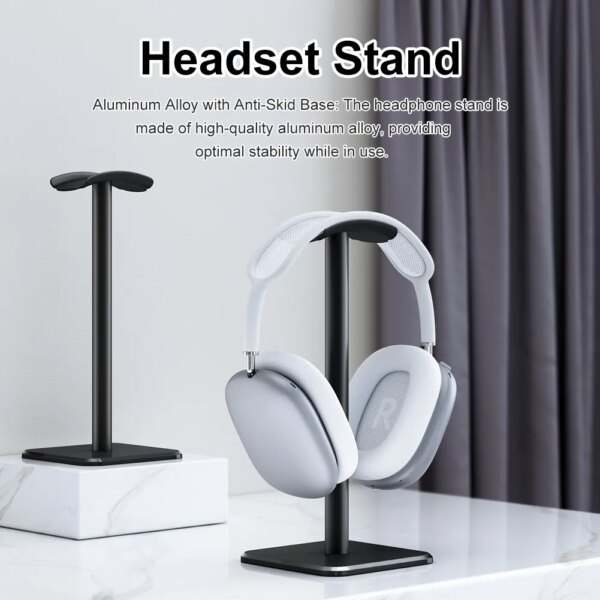 Soporte para auriculares de aleación de aluminio, soporte para auriculares con ahorro de espacio, organizador de escritorio, colgador de soporte Vertical para exhibición