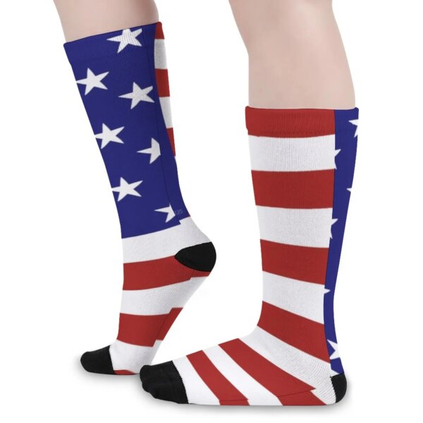 Medias con estampado de bandera americana del 4 de julio, calcetines divertidos gráficos, calcetines antisudor de invierno para mujeres y hombres, calcetines suaves para ciclismo