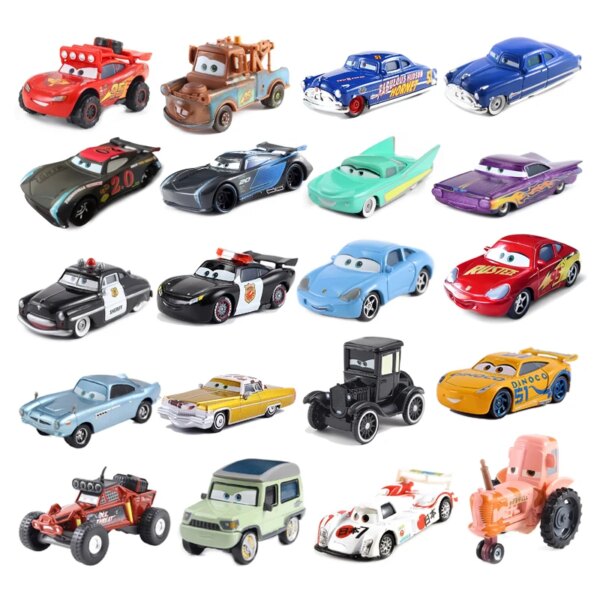 Figuras de acción de Disney Cars Sally Racing Ramone, Rayo McQueen, Sheriff 1:55, modelo fundido a presión, juguetes para niños, regalo de Navidad