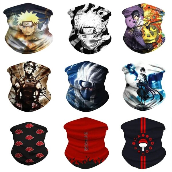 Anime Naruto Cosplay Akatsuki Itachi Bandana máscara hombres mujeres ciclismo máscara máscara para invierno bufanda cuello transpirable al aire libre babero cálido