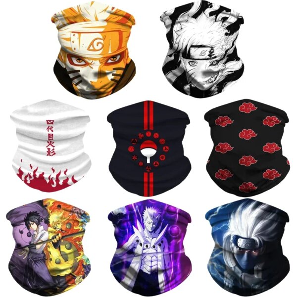 Anime Naruto Cosplay Akatsuki Itachi Bandana máscara hombres mujeres ciclismo invierno máscara bufanda cuello máscara transpirable al aire libre babero cálido