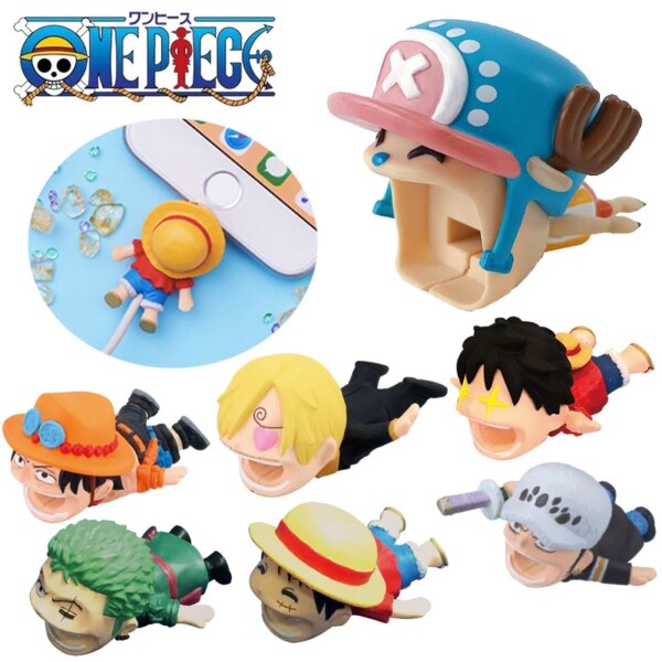 Anime ONE PIECE Cable de datos de teléfono funda protectora dibujos animados Zoro Chopper Luffy lindo para IPhone Samsung Ipad Cable de carga regalo