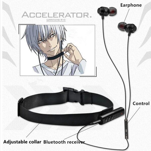 Anime Toaru Kagaku no Railgun Cosplay un cierto índice mágico Collar acelerador Collar auriculares Bluetooth Accesorios