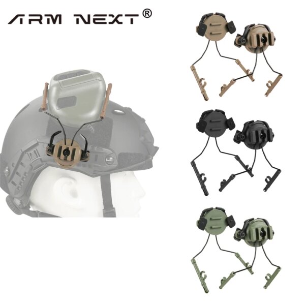 Soporte para auriculares táctico del ejército, soporte de suspensión de riel para casco rápido, soporte para auriculares para caza y tiro, juego de adaptadores de riel para casco