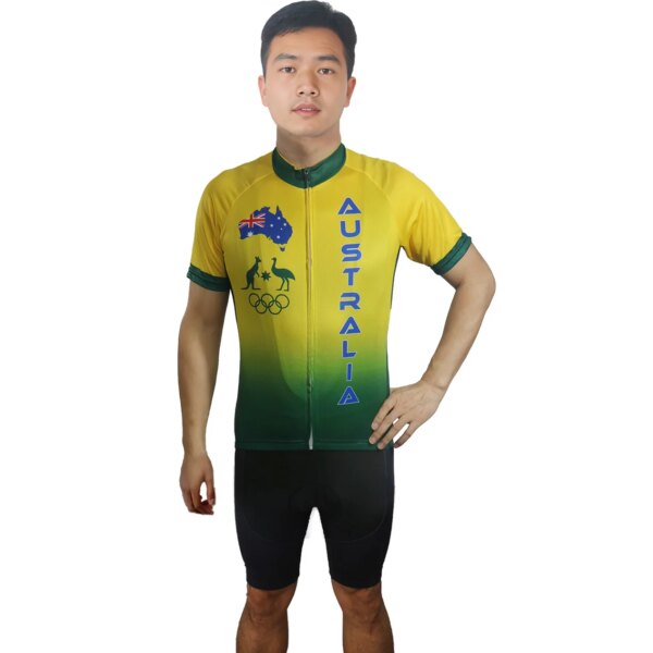 Camiseta de Ciclismo de Carretera de manga corta para hombre profesional nacional de Australia, chaqueta para bicicleta, camiseta para correr y escalar, ropa para ciclismo, Top para descenso