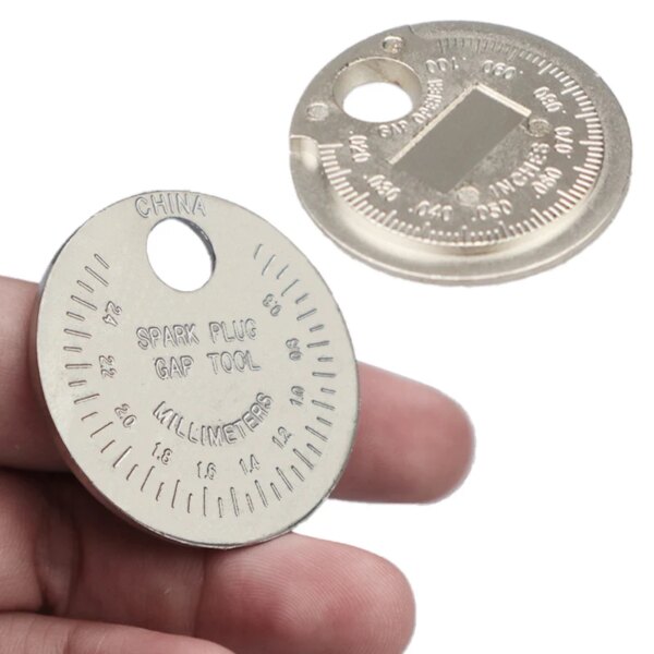 Herramienta de medición de espacio de bujía de encendido automático, herramienta de medición de calibre, tipo moneda, rango de 0,6-2,4mm, herramienta de calibre de bujía, palpador