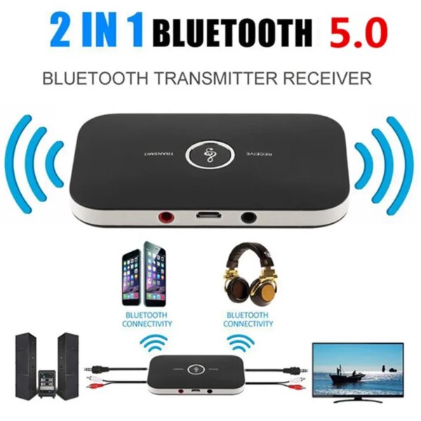 Receptor y transmisor de audio B6 Bluetooth 5,0, adaptador inalámbrico, Dongle USB de 3,5mm, AUX, RCA para TV, PC, auriculares, Audio estéreo para el hogar y el coche