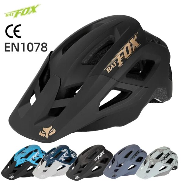 BAT FOX Casco de bicicleta MTB Cascos de bicicleta urbanos Hombres Integralmente moldeado Mountain Road Visor para bicicleta Casco de ciclismo Cross Country