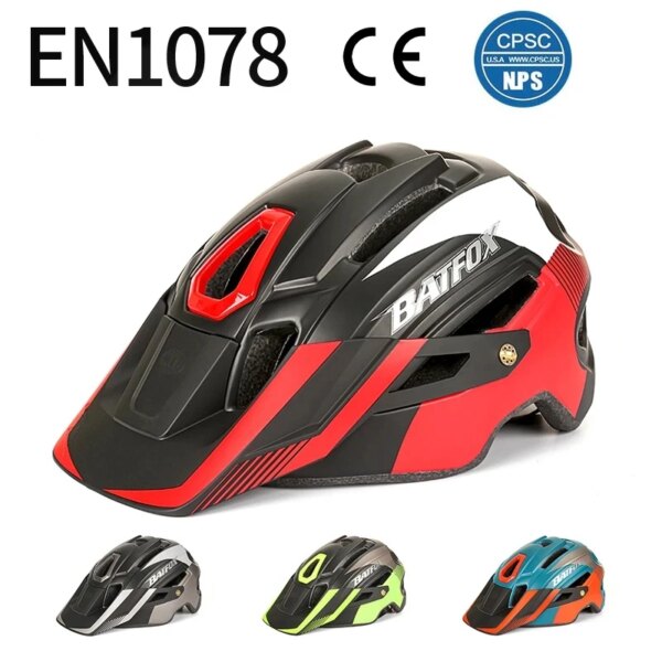 BATFOX cascos de bicicleta para hombres y mujeres MTB casco de ciclismo 2023 integralmente moldeado naranja casco de bicicleta de montaña luz casco mtb