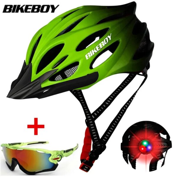 BIKEBOY-casco de bicicleta ultraligero, casco de carretera de montaña moldeado integralmente, cascos de seguridad en bicicleta transpirables con luz trasera