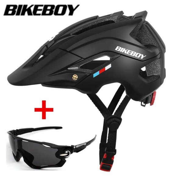 BIKEBOY Casco de Ciclismo para Hombres y Mujeres MTB Sport All Mountain Bike Casco con ala en Molde Casco de Bicicleta de Seguridad Perfecto