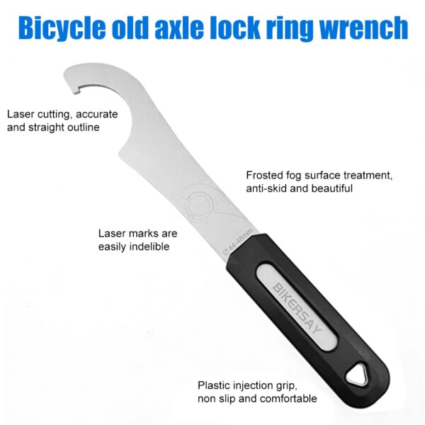 BIKERSAY Llave de soporte inferior de bicicleta Soporte inferior de bicicleta de acero inoxidable Anillo de bloqueo trasero Llave de gancho Equipo de ciclismo portátil