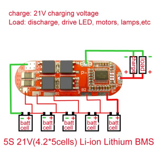 BMS 25A 3S 12,6 V 4S 16,8 V 5S 21V 18650 Li-ion protección de batería de litio circuito módulo de placa de carga PCM polímero Lipo Cell PCB