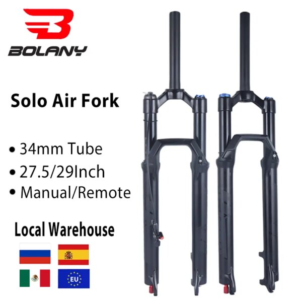 BOLANY Horquilla delantera de bicicleta MTB de amortiguación de 34 tubos XC Absorción de impacto superior y control estable para bicicleta de montaña QR Solo Air Fork