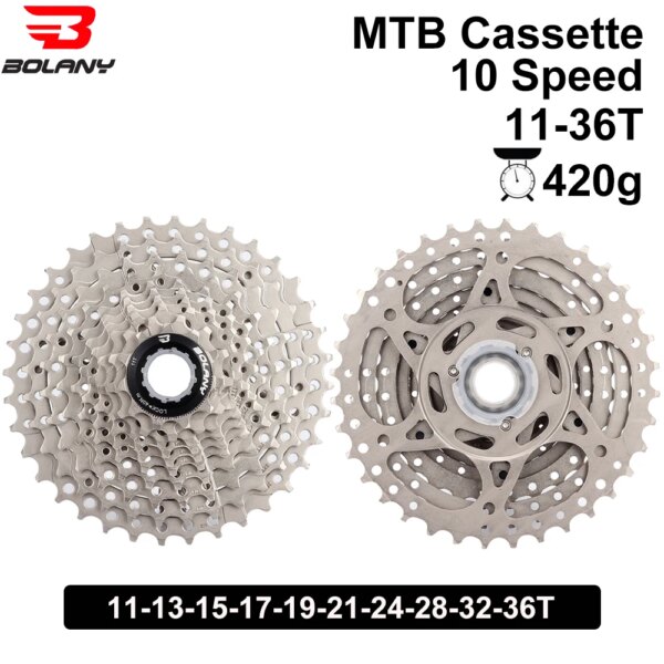 BOLANY MTB Cassete 10 velocidades 11-36T piezas de engranaje de bicicleta Cassette de bicicleta de montaña 10v piñón libre Cassette de acero