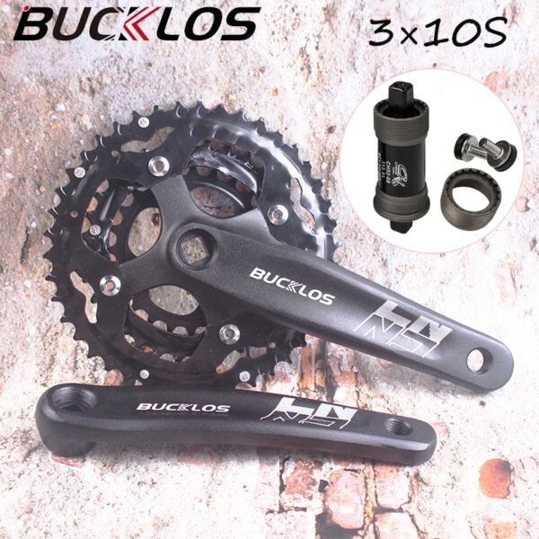 BUCKLOS 104/64BCD bielas de bicicleta de montaña aleación de aluminio 3x10 manivela 24T 32T 42T plato de bicicleta MTB Bmx bielas pieza de bicicleta