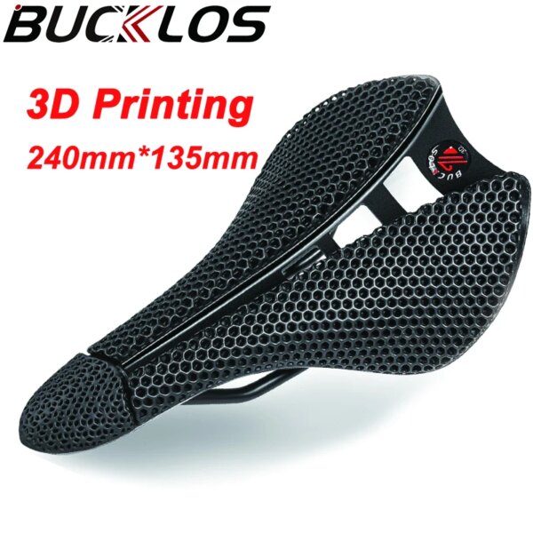 BUCKLOS-sillín de bicicleta con estampado 3D, asiento de bicicleta ultraligero de nailon, asiento de bicicleta de montaña y carretera, cojín de ciclismo transpirable hueco, pieza de bicicleta