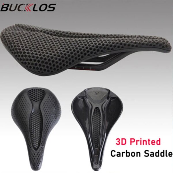 BUCKLOS-sillín de carbono con impresión 3D, asiento de bicicleta de montaña, cojín ultraligero, asiento de bicicleta de carreras transpirable que absorbe los golpes, hueco