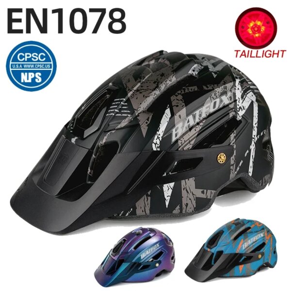 Batfox Cycing casco con luz trasera hombres mujeres MTB montaña bicicleta de carretera Ultra casco integralmente moldeado cascos bicicleta de carreras