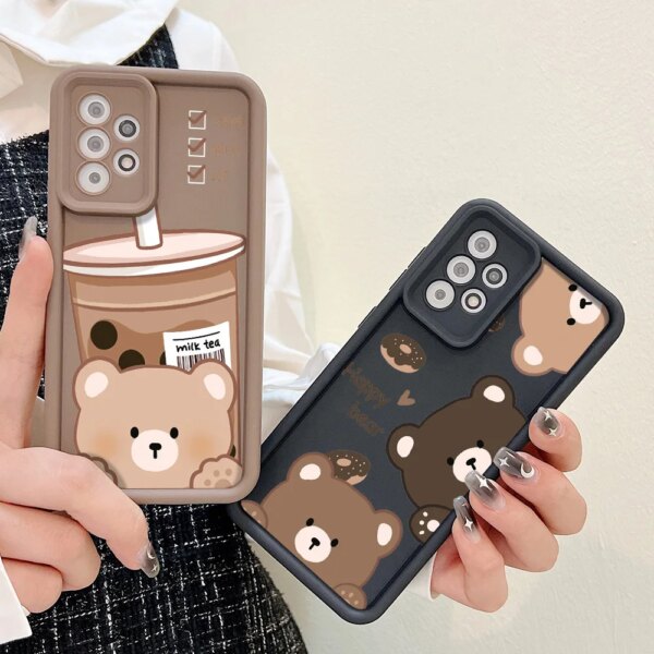 Funda de oso para Samsung A55 5G A54 A53 S24 Ultra Plus S23 S21 S20 FE A52 A35 A34 A15 A13 A14 A05s A32 A24 A23 A25 A73 TPU