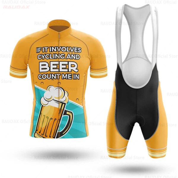 Patrón de cerveza Ropa de Ciclismo de verano Ropa Ciclismo Hombre Conjunto de Jersey de Ciclismo de manga corta Mtb bicicleta Hombre Uniforme Maillot bicicleta