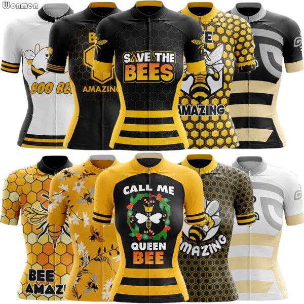 Bees-Conjunto de Jersey de ciclismo Premium para mujer, Jersey transpirable para equipo de carreras deporte, ropa de ciclismo, Jersey corto para bicicleta