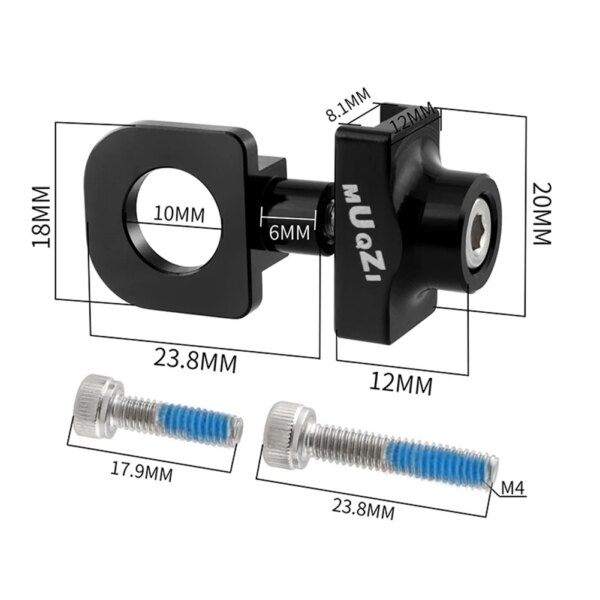 Tensor de Ajustador de cadena de bicicleta, tensor de Ajustador de cadena negro/rojo/dorado/plateado, marcha única, orificio de eje de 10mm