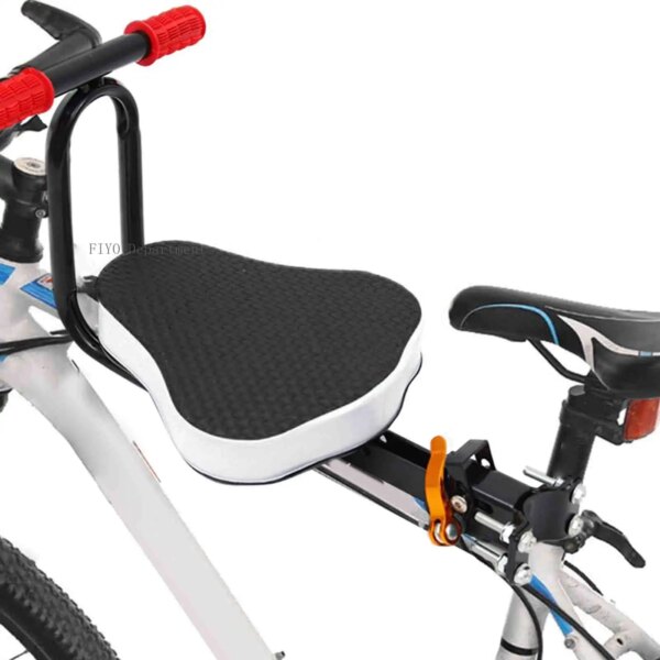 Asiento infantil para bicicleta, asiento resistente plegable ultraligero montado en la parte delantera con reposabrazos, silla de seguridad para niños para montar