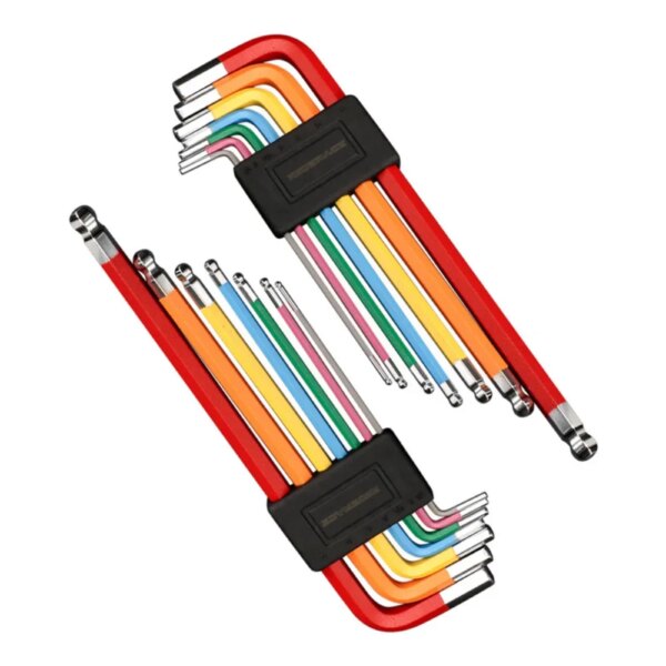 Juego de llaves hexagonales coloridas para bicicleta, Kit de herramientas de reparación de bicicletas de montaña y carretera, llave hexagonal con apertura de bola plana, 1,5/2/2,5/3/4/5/6mm