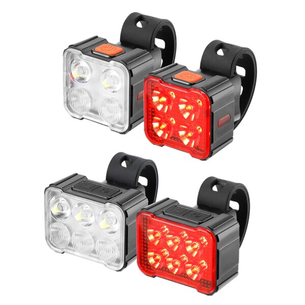 Luces delanteras y traseras de bicicleta LED MTB faro de bicicleta lámpara trasera de ciclismo tipo C recargable por USB linterna de bicicleta de alto brillo