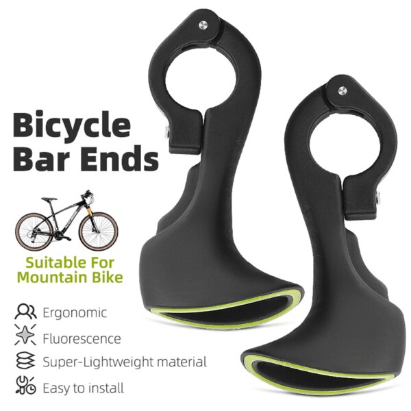 Extremos de barra de manillar de bicicleta, empuñaduras fluorescentes para bicicleta de montaña, diseño ergonómico, manillar auxiliar pequeño, accesorios para ciclismo