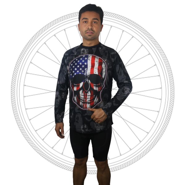 Camiseta de bicicleta Mx Skull America, camiseta de manga larga para Motocross para hombre, ropa de pesca para descenso, ropa de ciclismo de carretera