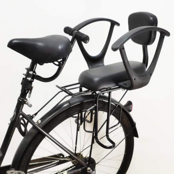 Asiento trasero para bicicleta, asiento trasero para niños, bicicleta de montaña de 1 a 10 años, asiento trasero universal con pedales y reposabrazos, sillín de bicicleta de cuero
