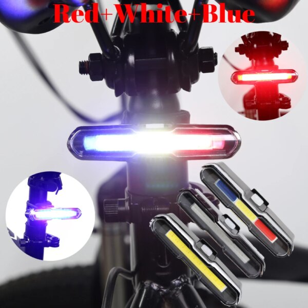 Luz trasera de bicicleta, luz LED superbrillante para bicicleta, luz impermeable para bicicleta, luz trasera de advertencia de seguridad recargable por USB