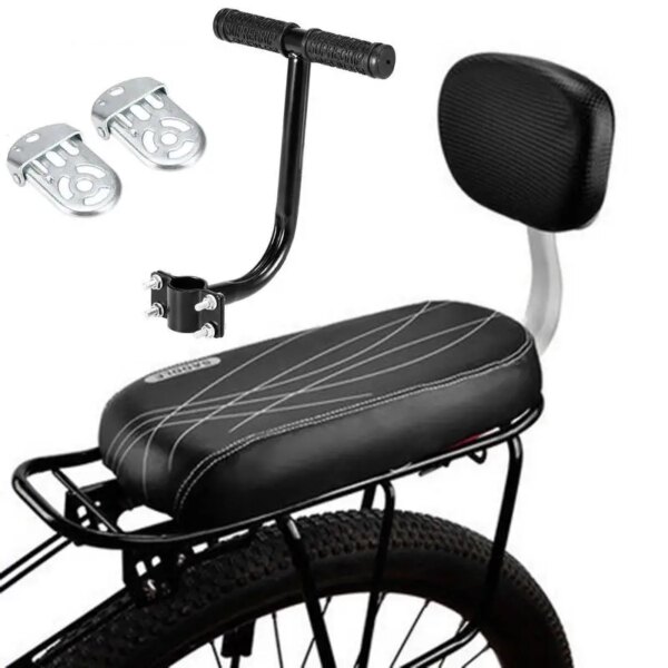 Sillín trasero de bicicleta, alfombrilla para asiento trasero de bicicleta, cojín suave y cómodo de cuero PU montado en la parte trasera para niños, accesorios para montar en bicicleta de montaña