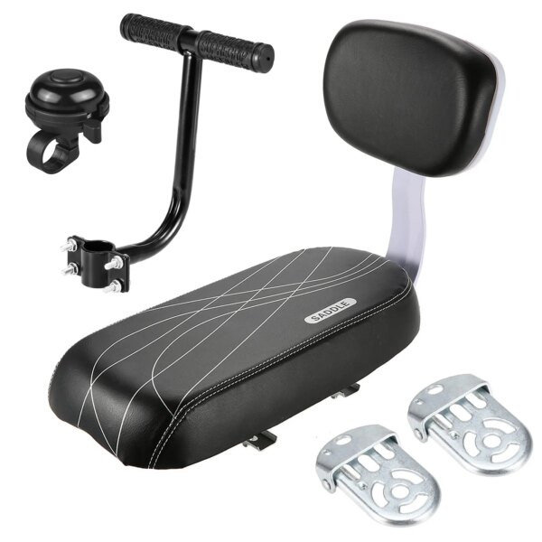 Asiento trasero de bicicleta, asiento suave y cómodo, alfombrilla para asiento trasero de bicicleta con reposabrazos, reposapiés, Pedal, accesorios para bicicleta