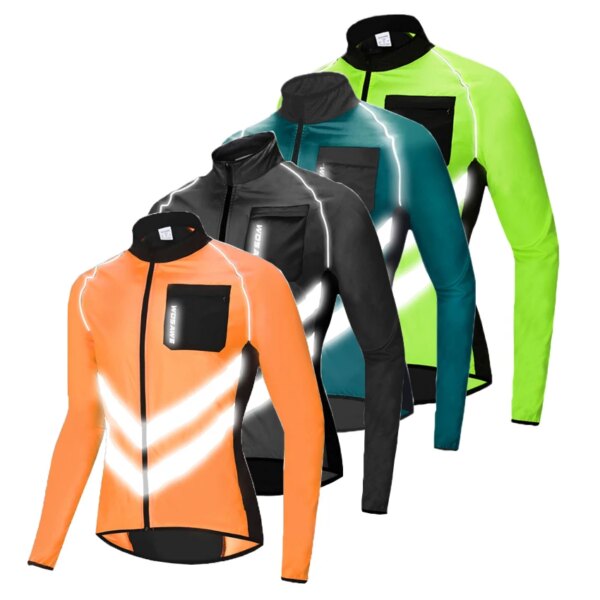 Cortavientos reflectante para bicicleta para hombre, chaqueta Softshell de secado rápido para ciclismo de montaña y carretera, ropa de manga larga a prueba de viento