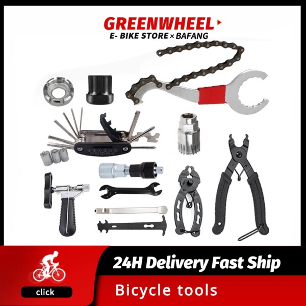 Kits de herramientas de reparación de bicicletas, Extractor de manivela de soporte inferior para bicicleta de montaña, llave extractora, extracción de Cassette de volante, cortador de cadena