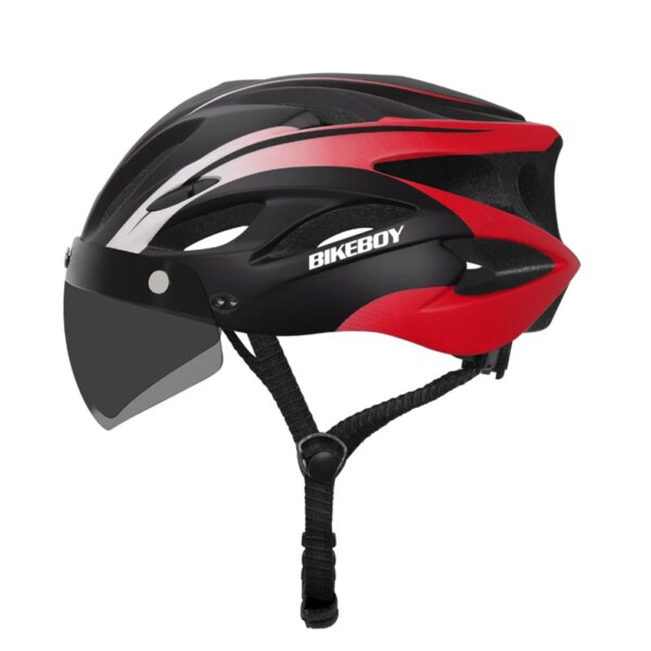 Casco de seguridad para bicicleta, motocicleta, Scooter, ciclismo, lente extraíble, gafas con visera, Casco de Bicicleta de carretera de montaña