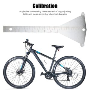 Medidor de corrección de centrado de acero para bicicleta con marca de escala para llanta de rueda, soporte de medición, herramienta de reparación, accesorios de ciclismo