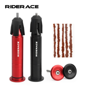 Kit de reparación rápida de neumáticos sin cámara para bicicleta, herramienta oculta con tapones para manillar, sellador de perforaciones para neumáticos de bicicleta de montaña, herramienta de taladro a rayas de goma
