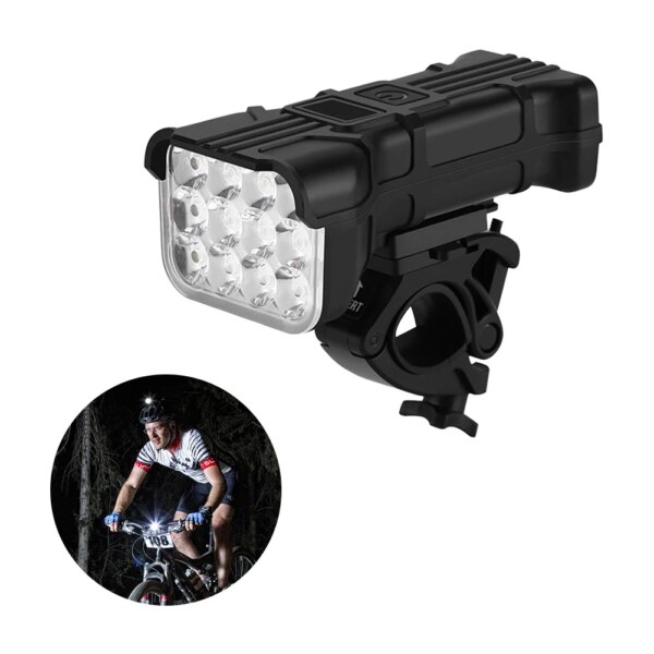 Luz LED para bicicleta de 6500K, luz trasera y delantera para bicicleta con rotación de 360, 1800mAh, 500LM, recargable por USB, accesorios para bicicleta