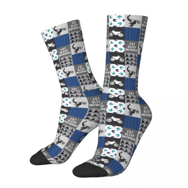 Calcetines de motociclista para hombre y mujer, medias de ciclismo de carreras con patrón de Motocross, novedad, regalo para primavera y otoño