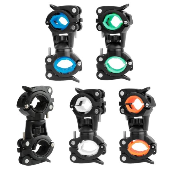 Soporte para linterna de bicicleta, soporte giratorio de 360 ​​° para luz de bicicleta, Clip para antorcha, soporte para linterna frontal ajustable para bicicletas, duradero