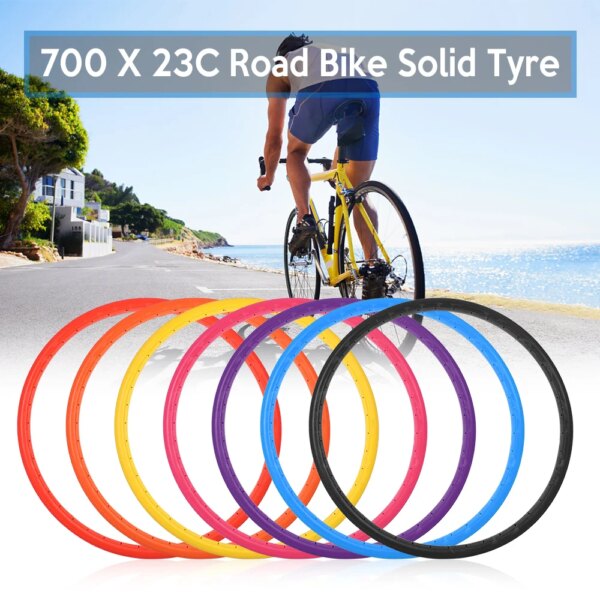 Neumático sólido para bicicleta de carretera, 700x23C, neumático sin cámara para ciclismo, rueda a prueba de pinchazos, neumáticos inflables gratis, accesorios para bicicleta