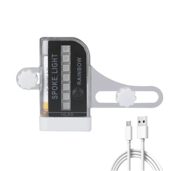 Luz de radio de bicicleta con batería recargable por USB, 14 LED RGB, señal de rueda de bicicleta, luz de radio de neumático para ciclista
