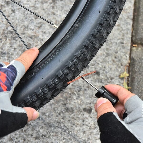 Kit de reparación de pinchazos de neumáticos sin cámara para bicicleta, herramientas portátiles para bicicleta de carretera y MTB