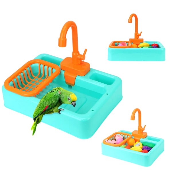 Grifo alimentador de pájaros, ducha de baño para loros, bañera automática para loros, piscina, dispensador de agua, piscina para niños, jaula para pájaros