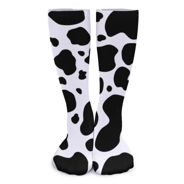 Calcetines con estampado de vaca en blanco y negro, medias con manchas de vaca de otoño, calcetines transpirables Vintage para mujer, calcetines antibacterianos para ciclismo